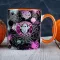 Őszi mintás bögre "Spooky vibes violet" Narancssárga