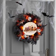 Halloweeni koszorú közép, nyomtatott fatábla "Fall Basics" 12 cm   Halloweeni koszorú közép, nyomtatott fatábla "Fall Basics" 12 cm