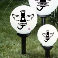   XL Személyre szabható napelemes lámpa cica síremlék emlékhely Gömb 15x50 cm