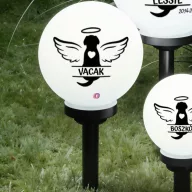   XL Személyre szabható napelemes lámpa kutya emlékhely Gömb 15x50 cm síremlék