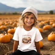   Őszi mintás "Farm fresh Pumpkins" Gyerek póló - fehér