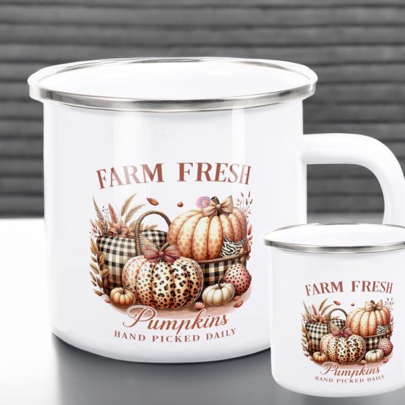 Halloweeni FÉM bögre, "Farm fresh Pumpkins" 360ml