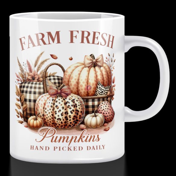 Halloweeni bögre, "Farm fresh Pumpkins" 300ml fehér