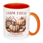   Halloweeni bögre, "Farm fresh Pumpkins" 300ml narancssárga