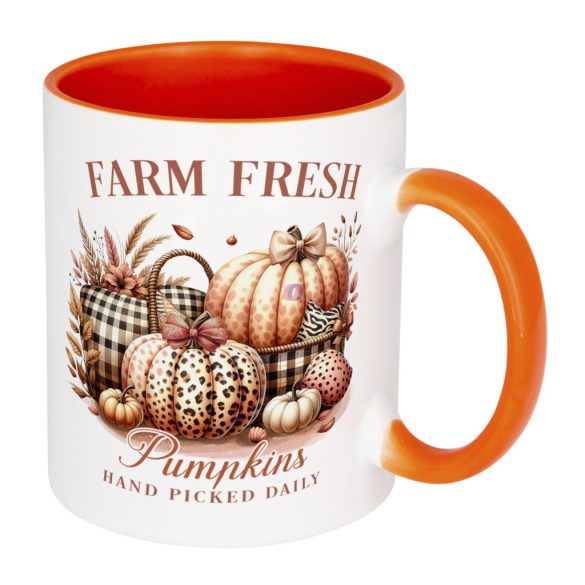 Halloweeni bögre, "Farm fresh Pumpkins" 300ml narancssárga