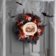 Halloweeni koszorú közép, nyomtatott fatábla "Farm fresh Pumpkins" 12 cm   Halloweeni koszorú közép, nyomtatott fatábla "Farm fresh Pumpkins" 12 cm
