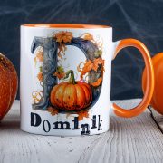   Halloween mintás bögre Személyre Szabható "Monogram" Narancssárga