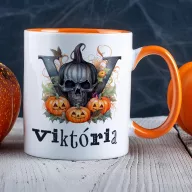   Halloween mintás bögre Személyre Szabható "Monogram" Narancssárga