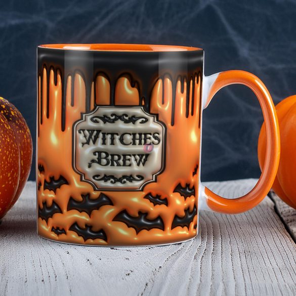 Halloween mintás bögre "Witches brew" Narancssárga