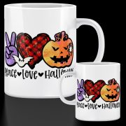   Őszi mintás bögre  "Love, piece, Halloween" 330 ml