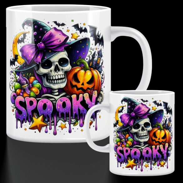 Halloween mintás bögre  "Spooky csontváz" 330 ml