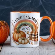   Őszi mintás bögre ""I love fall" Narancssárga