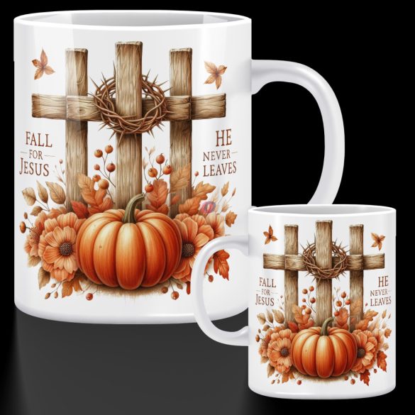 Őszi mintás bögre  ""Fall for Jesus" 330 ml