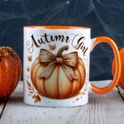   Őszi mintás bögre ""Retro Autumn Girl" Narancssárga