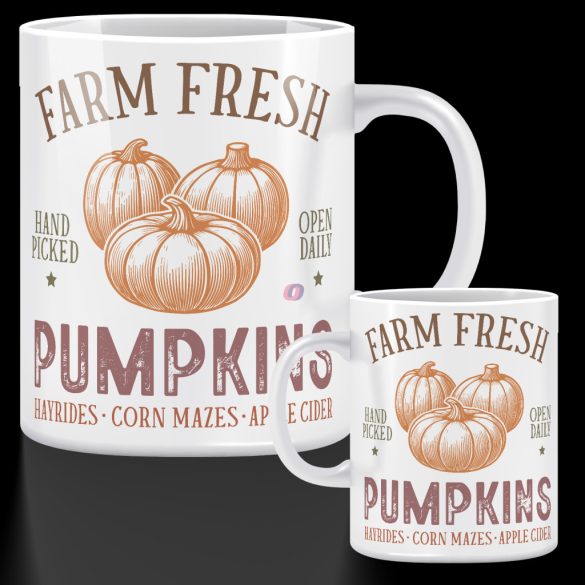 Őszi mintás bögre  ""Vintage Farm Pumpkins" 330 ml