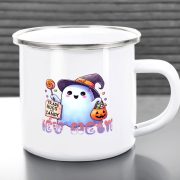   Egyedi Halloweeni fém retro bögre, Cuki szellemes, személyre szabható 360ml