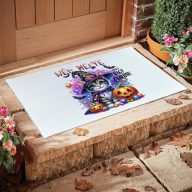 Egyedi neves Halloweeini Szőnyeg Cuki cicás, személyre szabható, 60x40 cm   Egyedi neves Halloweeini Szőnyeg Cuki cicás, személyre szabható, 60x40 cm