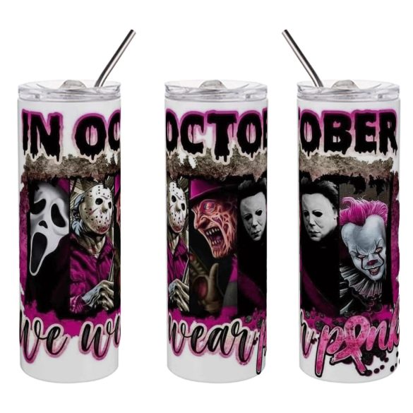 XL Halloween mintás termosz "Pink October" 600 ml