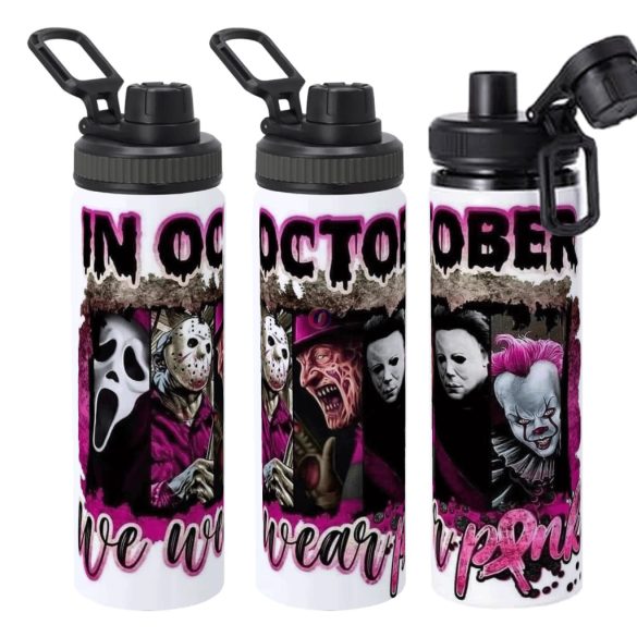 XL Halloween mintás kulacs "Pink October" 850 ml