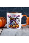 Egyedi neves Halloweeni bögre Cuki Unikornisos, személyre szabható 330 ml Narancssárga