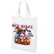   XL Egyedi neves Halloweeni cukorkagyűjtő táska textil, 40x38 Cuki Unikornisos