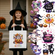   Személyre szabható cukorkagyűjtő táska lányos, textil, 40x38 "Pink Cute Animals"