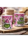 Grincs mintás karácsonyi bögre 3D pufi hatású "Pink Grinch fuel" kerámia