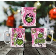   Grincs mintás karácsonyi bögre 3D pufi hatású "Pink Grinch fuel"