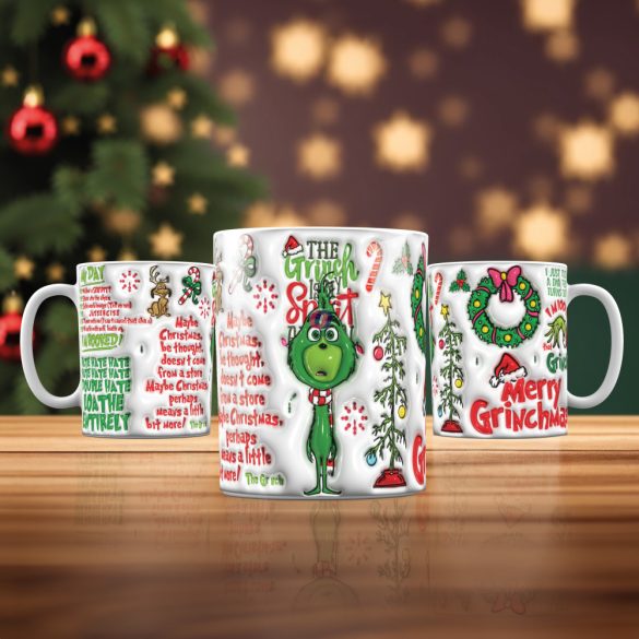 Grincs mintás karácsonyi bögre 3D pufi hatású "Youth Grinch"