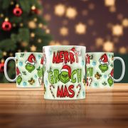   Grincs mintás karácsonyi bögre 3D pufi hatású "Merry GrinchMas"