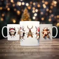   Egyedi neves Karácsonyi bögre 3D "Cuki Rénszarvas"