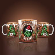  Grincs mintás karácsonyi bögre 3D pufi hatású "Grinchmas blend"