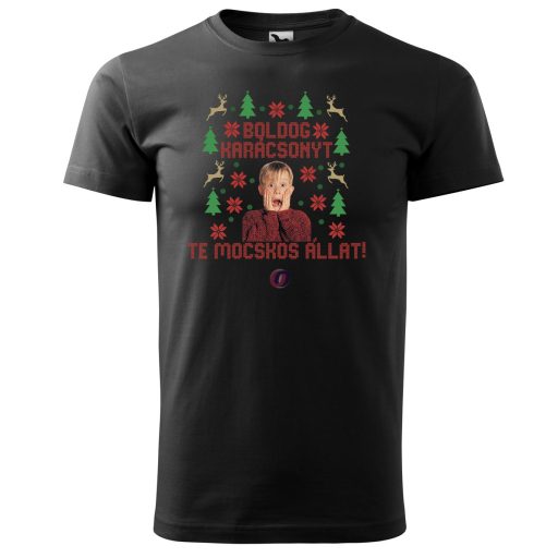 Karácsonyi póló "Boldog karácsonyt te mocskos állat" Férfi
