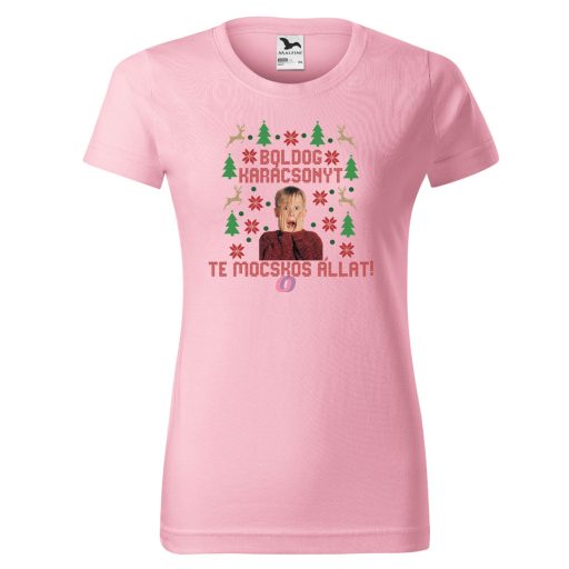 Karácsonyi póló "Boldog karácsonyt te mocskos állat" női