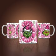   Grincs mintás karácsonyi bögre 3D pufi hatású "Pink Grinch ERA"