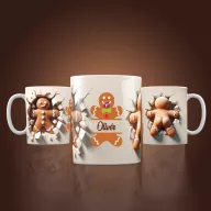   Személyre szabható Karácsonyi bögre 3D mézi, egyedi névvel Fiús