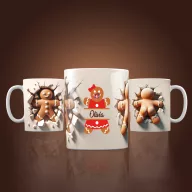   Személyre szabható Karácsonyi bögre 3D mézi, egyedi névvel Lányos