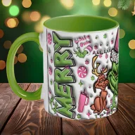   Grincses karácsonyi bögre 3D pufi hatású "Merry Christmas pink"