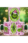 Grincses karácsonyi bögre 3D pufi hatású "Grinch Coffe pink"