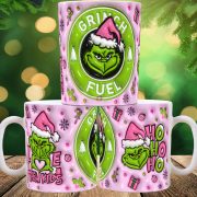   Grincses karácsonyi bögre 3D pufi hatású "Grinch Coffe pink"