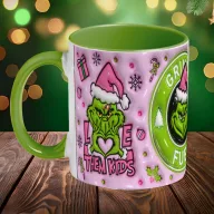   Grincses karácsonyi bögre 3D pufi hatású "Grinch Coffe pink"