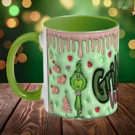   Grincses karácsonyi bögre 3D pufi hatású "Grinch vibes"