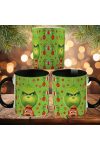 Grincs mintás karácsonyi bögre 3D pufi hatású "Grinch x Max" fekete