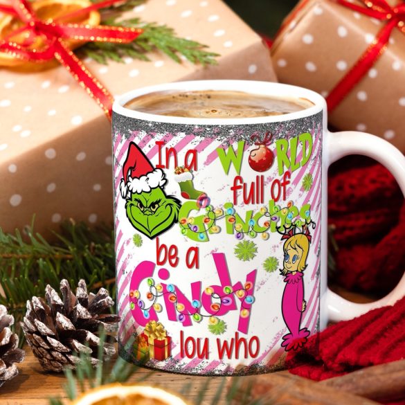 Grincses karácsonyi bögre 3D pufi hatású "Cindy Lou"