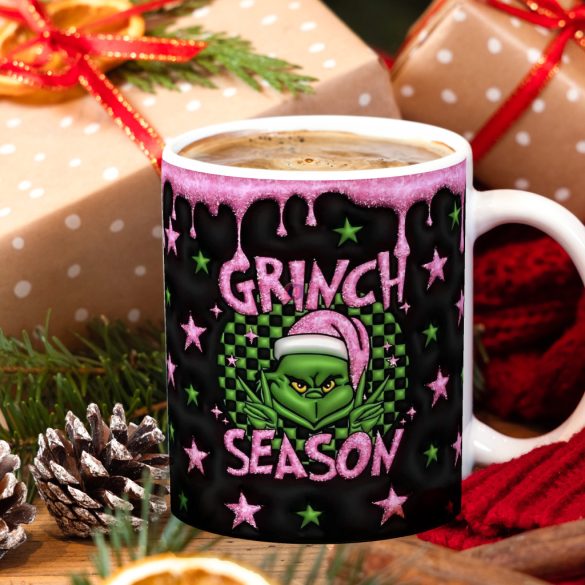 Grincses karácsonyi bögre 3D pufi hatású "Grinch Season"