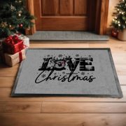   Karácsonyi mintás Lábtörlő 60X40 cm "Love Christmas"szürke, fekete