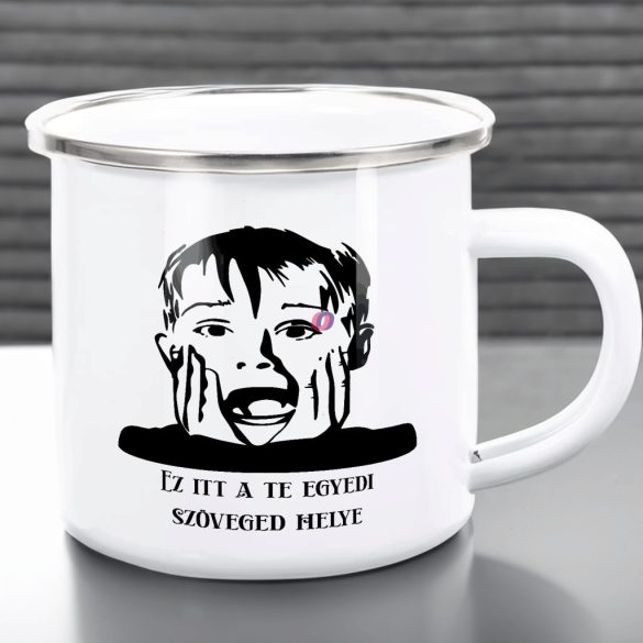 Egyedi feliratos Fém bögre "Reszkessetek Betörők Kevin" 360 ml