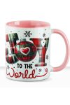 Karácsonyi bögre "Joy to the world" 330 ml kerámia Rózsaszín Full HD