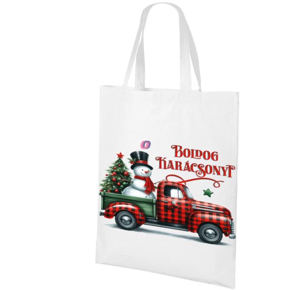 Karácsonyi ajándéktáska "Boldog karácsonyt teherautó" 40x38 HD