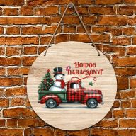XL Karácsonyi fa tábla "Boldog karácsonyt teherautó" ajtódísz többféle méretben   XL Karácsonyi fa tábla "Boldog karácsonyt teherautó" ajtódísz többféle méretben